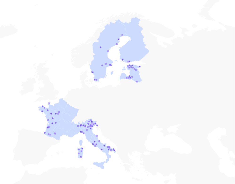 C&C poodide asukohad Euroopas