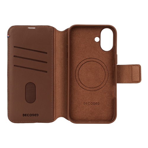 DECODED Leather Wallet Case for iPhone 16 - Tan