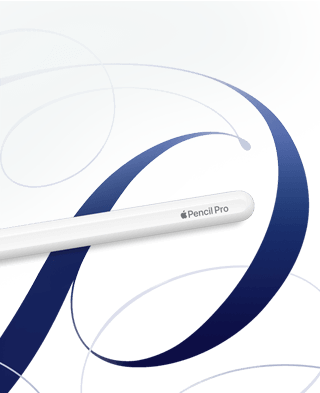 Apple Pencil Pro lying flat on some creative hand drawn designs